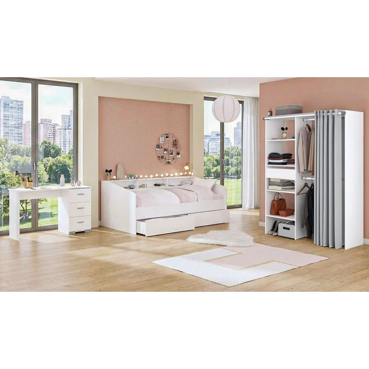 Kinderzimmer Set Parisot Sleep 3-tlg. Holzdekor Weiß/Eiche – Bild 3