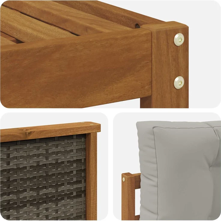 vidaXL Outdoor-Sofagarnitur 6 stk. 6-Sitzer Natur und Hellgrau 3382779 – Bild 5