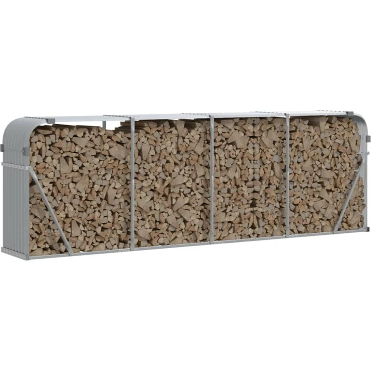vidaXL Holzkorb Hellgrau 300 x 45 x 100 cm Verzinkter Stahl 364556 – Bild 5