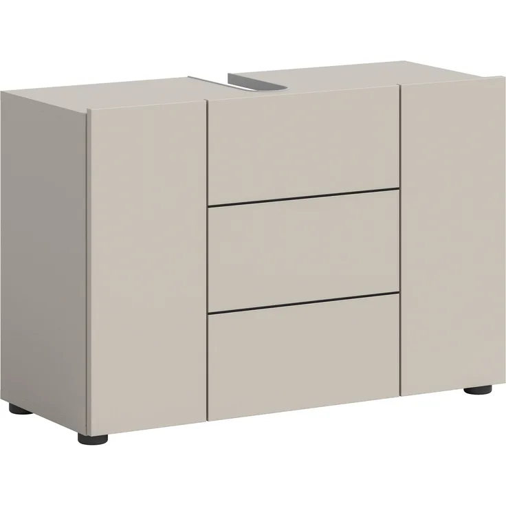 Waschbeckenunterschrank (B/H/T: 82x56x34 cm) in Kaschmir Nachbildung und schwarz