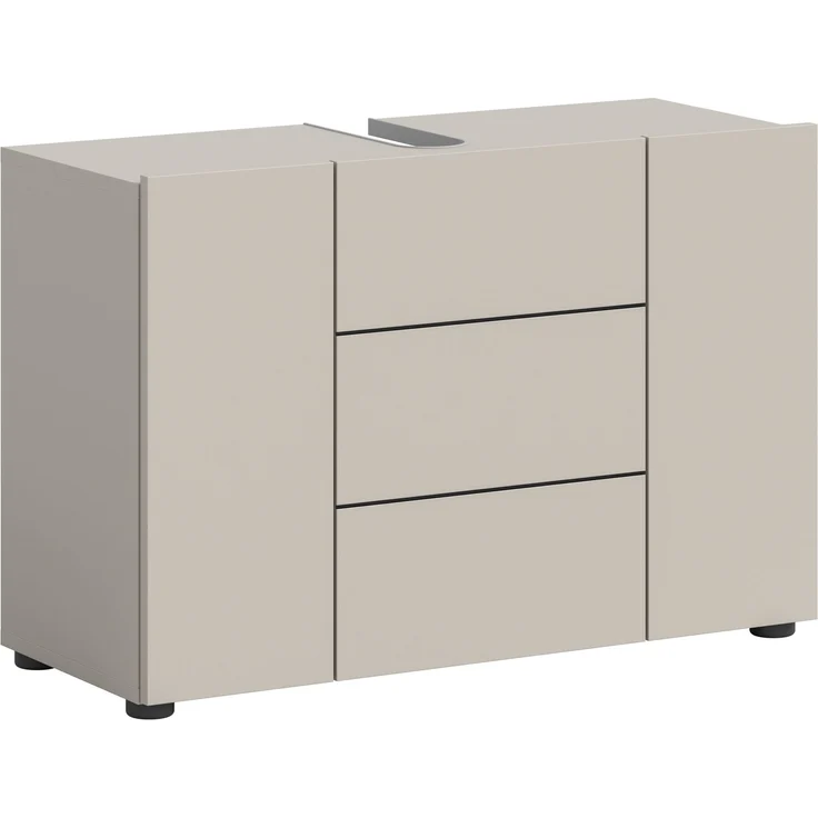 Waschbeckenunterschrank (B/H/T: 82x56x34 cm) in Kaschmir Nachbildung und schwarz – Bild 1