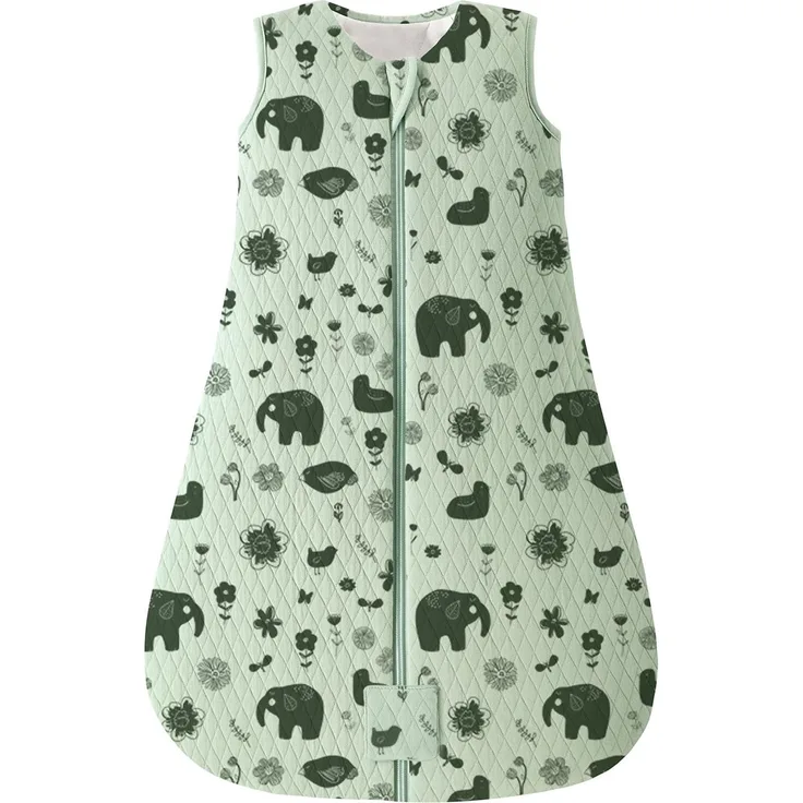 Yoofoss Schlafsack Baby Winter 2.5 Tog - 84cm/12-18 Monate Winterschlafsack Baumwolle Babyschlafsack Warm für Jungen Mädchen Grüner Elefant