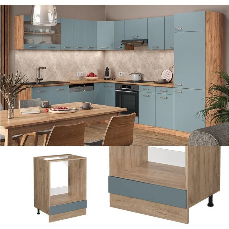 Herdumbauschrank R-Line Blau-Grau 60 cm ohne Arbeitsplatte Vicco – Bild 2