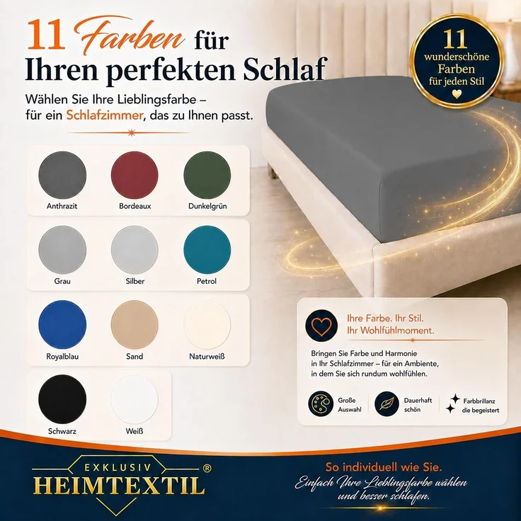 Jersey Spannbettlaken Deluxe 140 - 160 x 200 cm Anthrazit – Bild 9