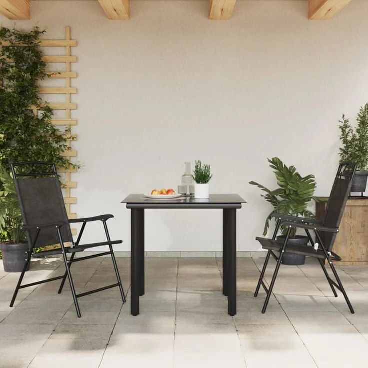 vidaXL Klappbare Gartenstühle 2 Stk. Graumeliert Stahl und Textilene 360200 – Bild 2