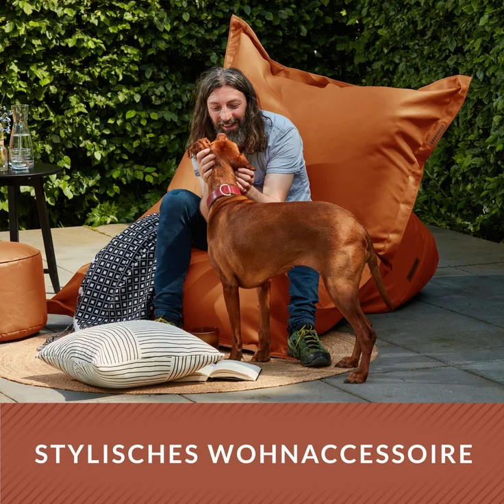 Green Bean® XXL Riesen-Sitzsack aus Kunstleder mit EPS Perlen Füllung - 140 x 180 cm 380 Liter - Bean Bag - - Cognac – Bild 8
