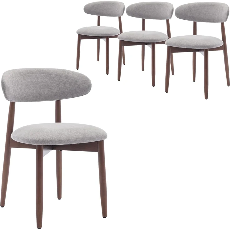 COLAMY Esszimmerstühle 4er Set, Polsternder Stühle Esszimmer mit Rückenlehne, Moderne Küchenstühle Gepolstert, Stoff Dining Chairs mit Back und Holzbeinen für Esszimmer, Küche, Restaurant, Hellgrau