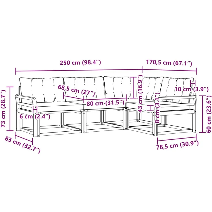 vidaXL Outdoor-Sofagarnitur 4 stk. 4-Sitzer Natur und Beige 3369412 – Bild 11