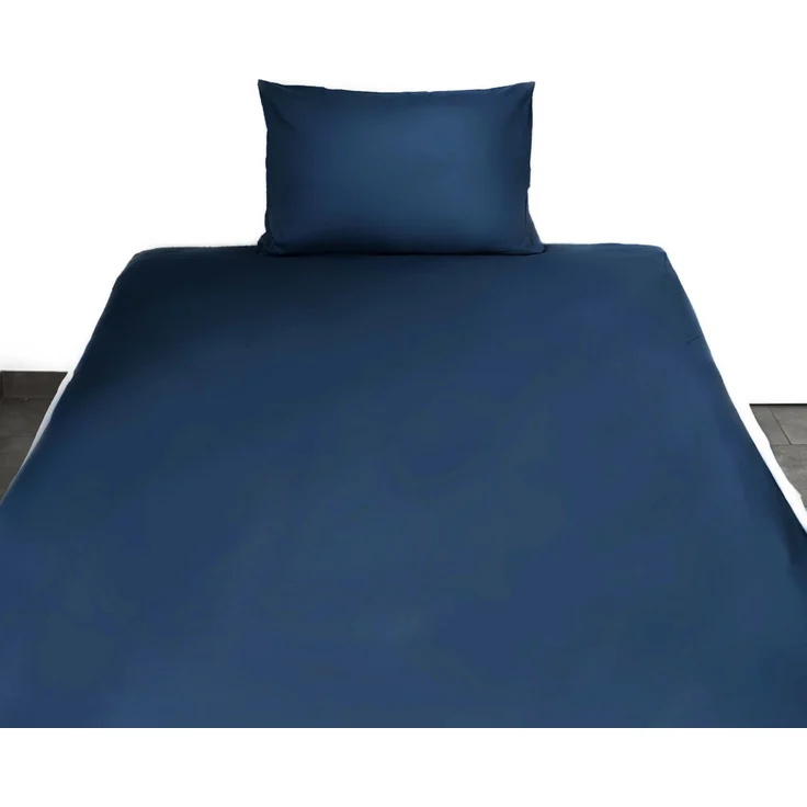 Einfarbige Bettwäschen-Sets für Einzel- und Doppelbetten, 100% Baumwolle Dunkelblau 155x200 cm – Bild 3