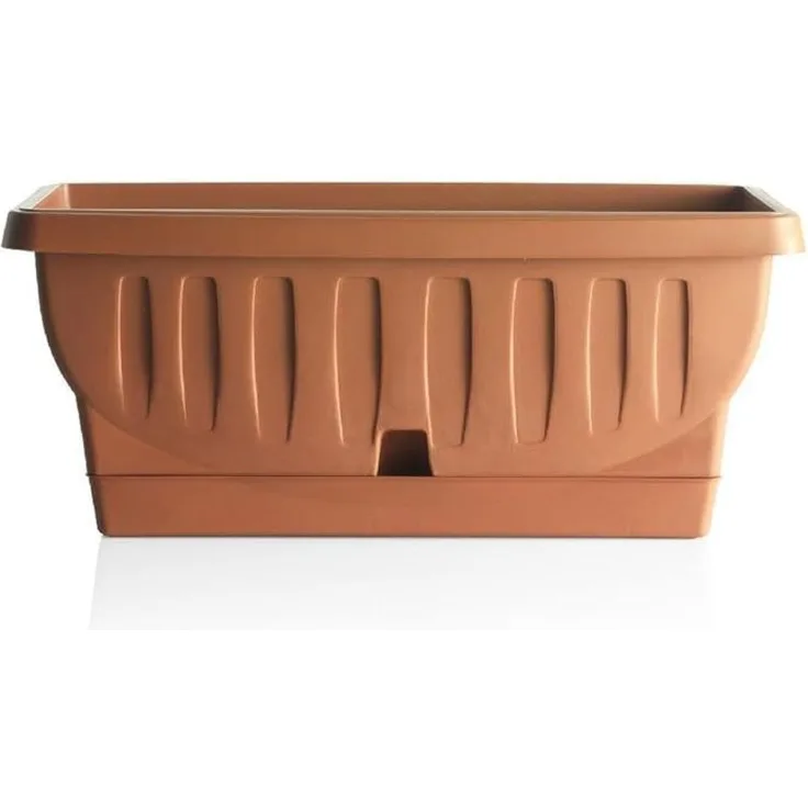 Bama Nässestop S18 Natura Balkonkasten mit selbst Bewässerung Untertasse,, terracotta, 100 cm