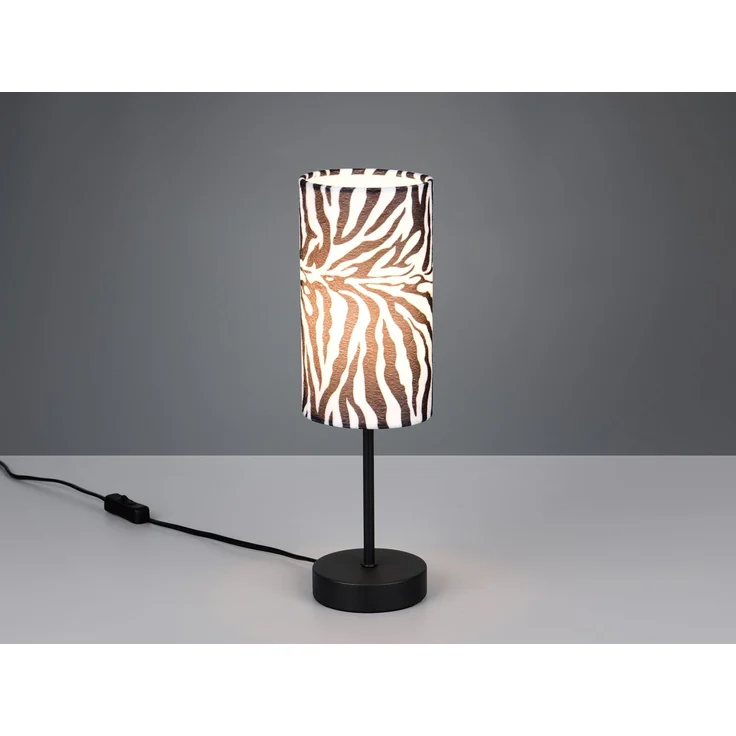 LED Tischlampe mit Stoffschirm Zebramuster, Höhe 36,5cm – Bild 3