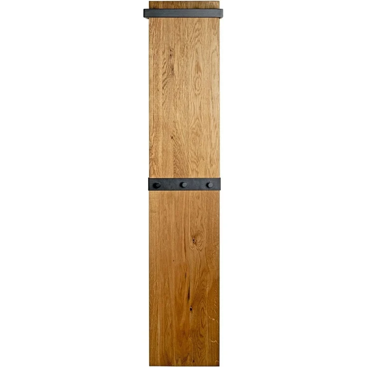 Haku Wandgarderobe aus Eiche Massivholz mit schwarzem Metallrahmen, 7 Haken und Kleiderstange, 35x25x175 cm – Bild 7