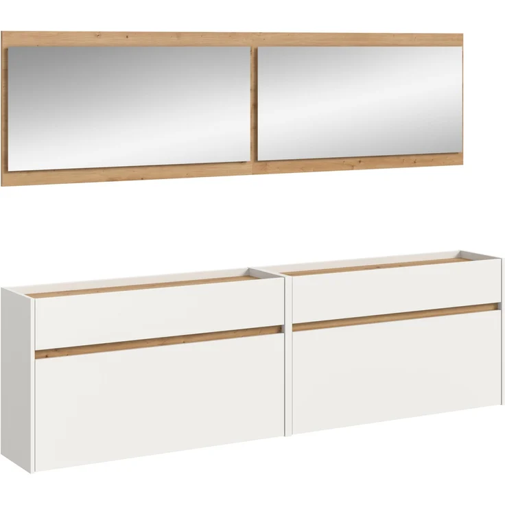 Garderobenkombination B/H/T: 192x220x32 cm in weiß Nachbildung und Artisan Oak Nachbildung – Bild 1