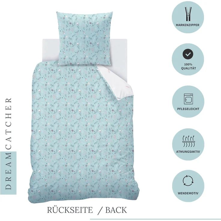 MTOnlinehandel Bettwäsche Traumfänger 135x200 + 80x80 cm, 100x135, 155x220 cm, 100 % Baumwolle, Renforcé, 2 teilig, Boho Deko fürs Schlafzimmer – Bild 3