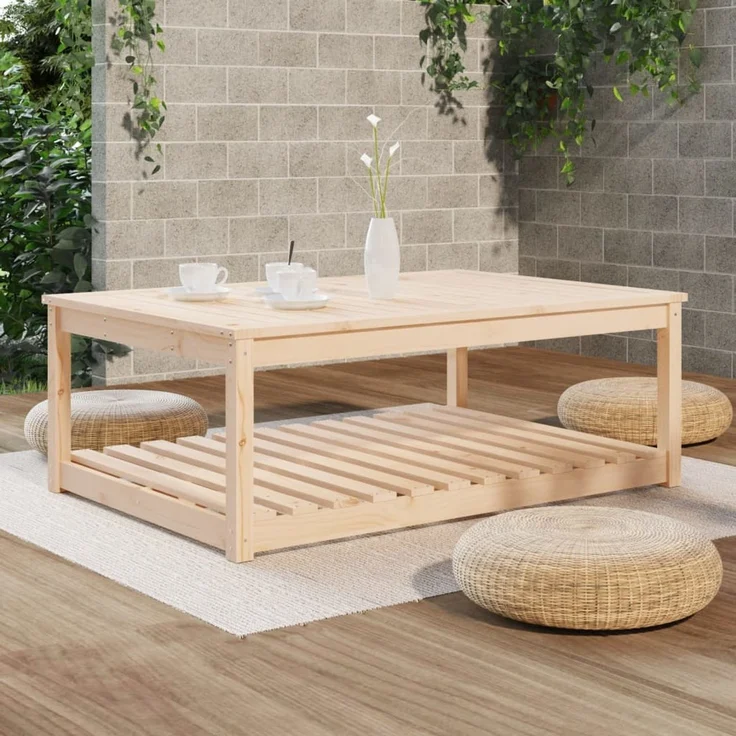 Gartentisch, Balkontisch 121 x 82,5 x 45 cm Massivholz Kiefer – Bild 3