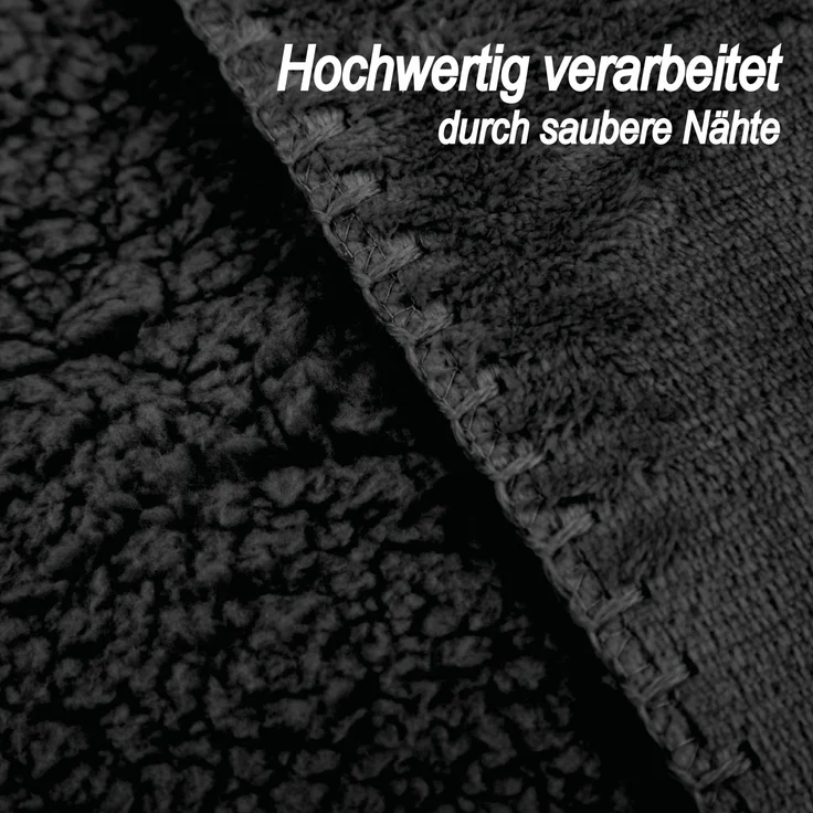 Kuscheldecke "Teddy Fleece" Sherpa/Flanell, 150x200cm Schwarz – Bild 4