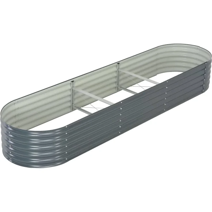 DELUKE® rundes Hochbeet für Garten BLUMO Verzinkter Stahl Hochbeet Metall Gartenbeet rund Kräuterbeet Blumenbeet Frühbeet für Garten Gemüsebeet, 320x80x44cm, Grau – Bild 3