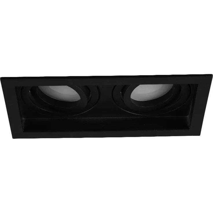 Eckiger 2-flammiger LED Deckeneinbaustrahler Schwarz, schwenkbar 17,2 x 9,2cm