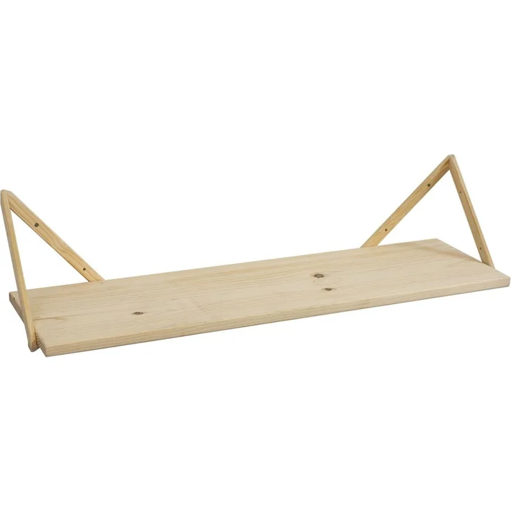 Astigarraga Kit Line Wandregal und 2 dreieckige Halterungen, 21 x 92 x 26 cm, massives Kiefernholz