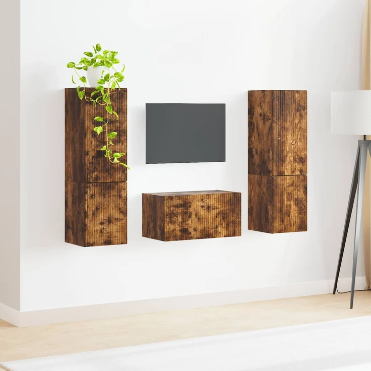 vidaXL TV-Schrankset 5 pcs Geräucherte Eiche Holzwerkstoff 3409101 – Bild 4