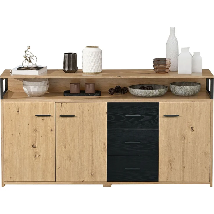 ZUBALIYA Küchenschrank 150x35x75,9 cm, aus Spanplatte, Schwarzbraun – Bild 10