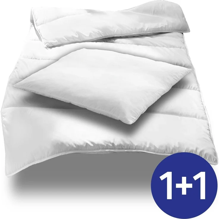 155 x 220 cm + 80 x 80 cm Mikrofaser Ganzjahres Bett-Set, extra leicht