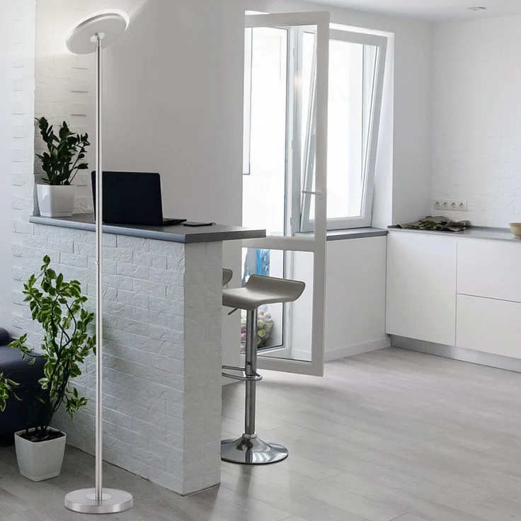 LED Deckenfluter, stahlfarben, Touchdimmer, Höhe 190 cm – Bild 5
