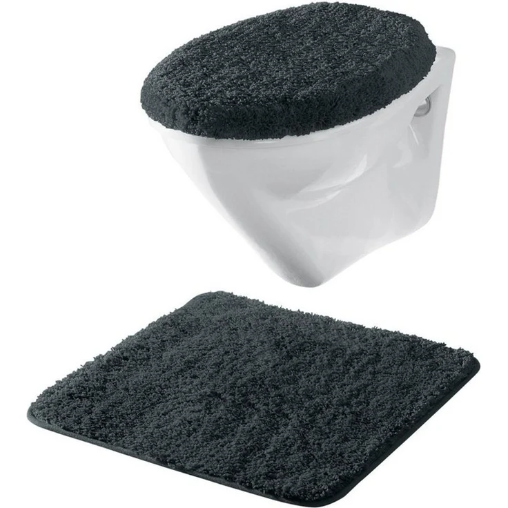 Erwin Müller Badematte Hänge-WC-Set "Rhodos" 2-teilig, Höhe 30 mm, Gummizug:, eckig, Uni