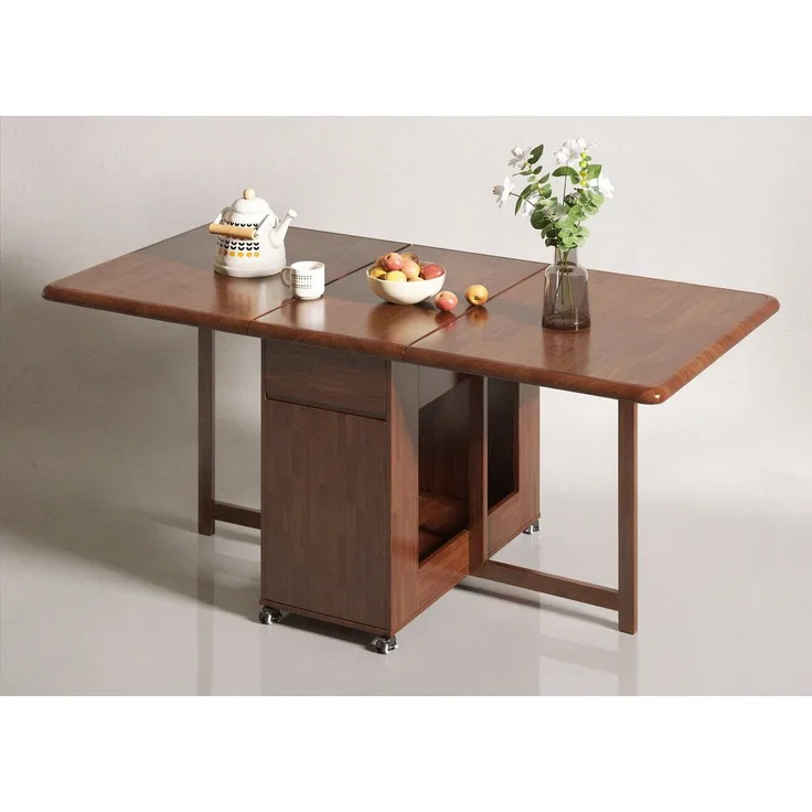 oleyluckidea Esstisch klappbar Massivholz Klapptisch 130 cm mit Stauraum & Rollen Nussbaum (0-St, ein Esstisch), Breite 13Ocm