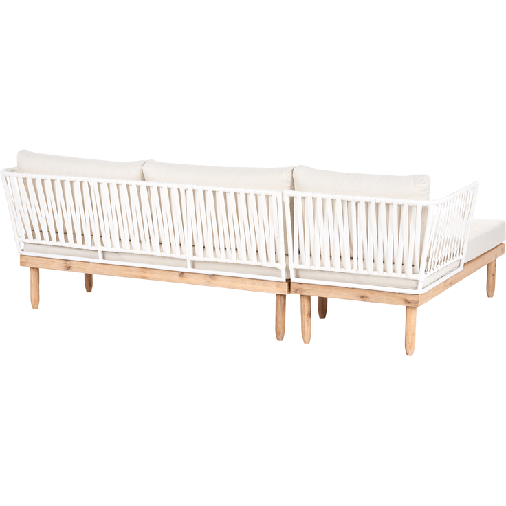 Lounge Set mit Tisch 4-Sitzer CREMONA Akazienholz rechtsseitig Weiß – Bild 6