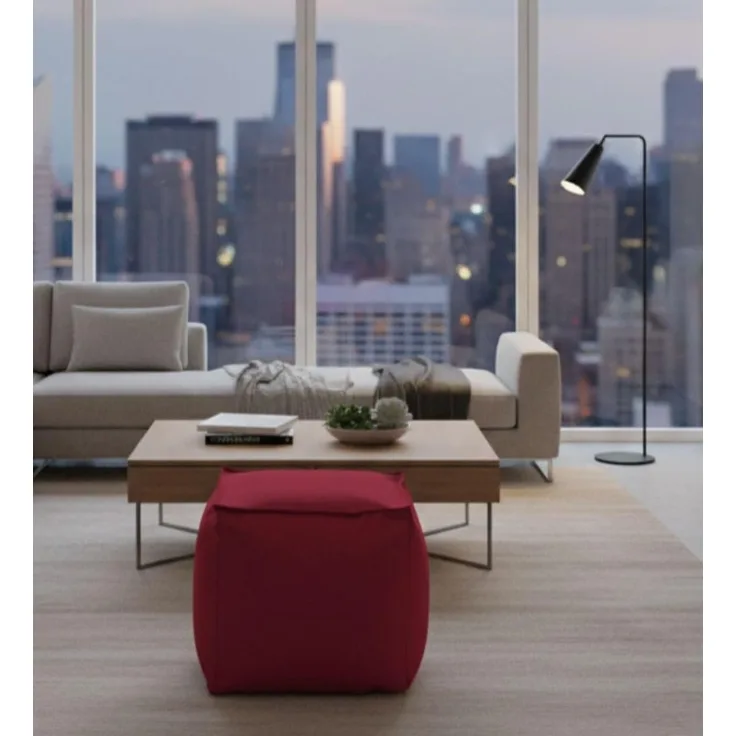 Talamo Italia Pouf Perla, 100% Made in Italy, Quadratischer Pouf aus weichem Stoff, 45x45h45 cm, Farbe Rot