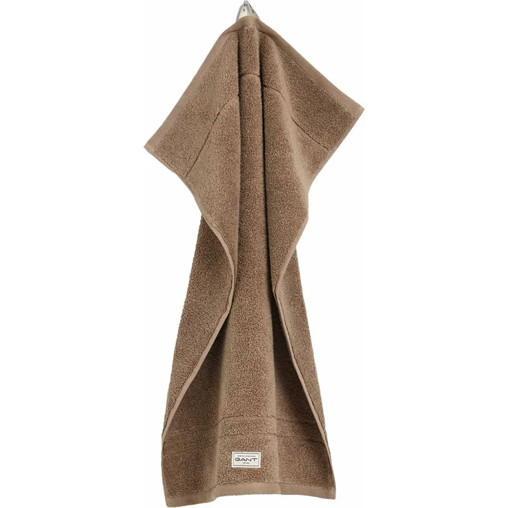 GANT Gästetuch - Premium Handtuch, Frottee, Baumwolle, Logo, uni Beige 30x50cm – Bild 1