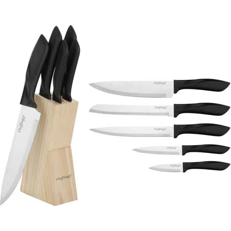 6-teiliges Messerset mit Messerblock aus Holz, mit ergonomischen Griffen – Bild 2