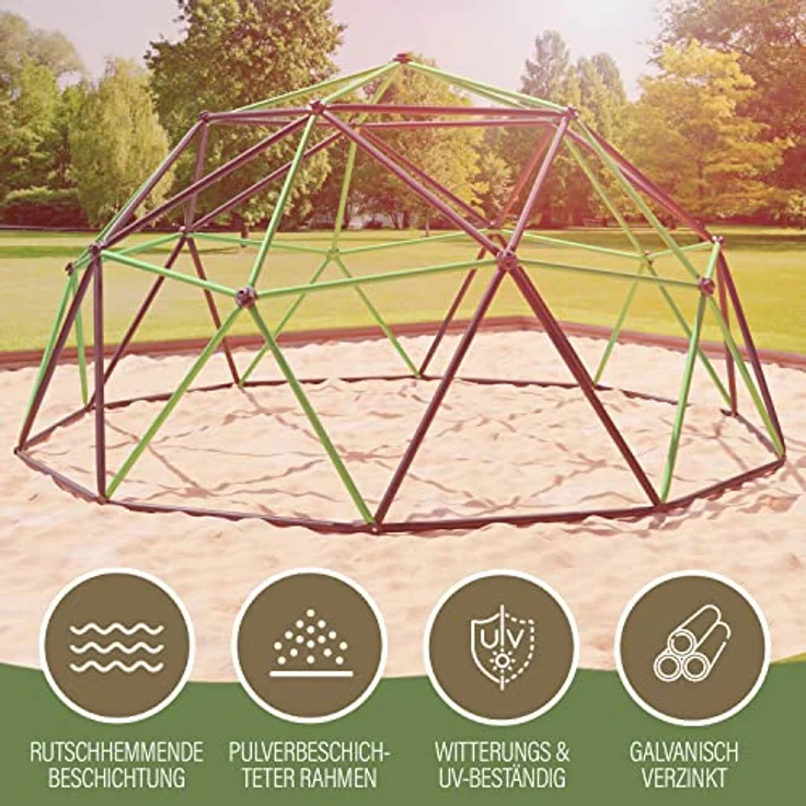 Klettergerüst 305 x 305 x 155 cm DomeClimber Kinder Kletterkuppel Geodome 10FT blau/rot – Bild 4