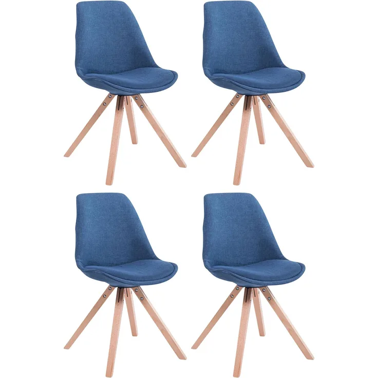 4er Set Besucherstuhl SYDNEY - Stoff Blau 48x56x84 cm | Besucherstühle Konferenzstuhl Wartezimmerstuhl Bürostühle Bürostuhl Konferenzraum Wartezimmer