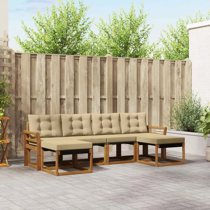 vidaXL Outdoor-Sofagarnitur 6 stk. 6-Sitzer Natur und Beige 3368932 – Bild 1