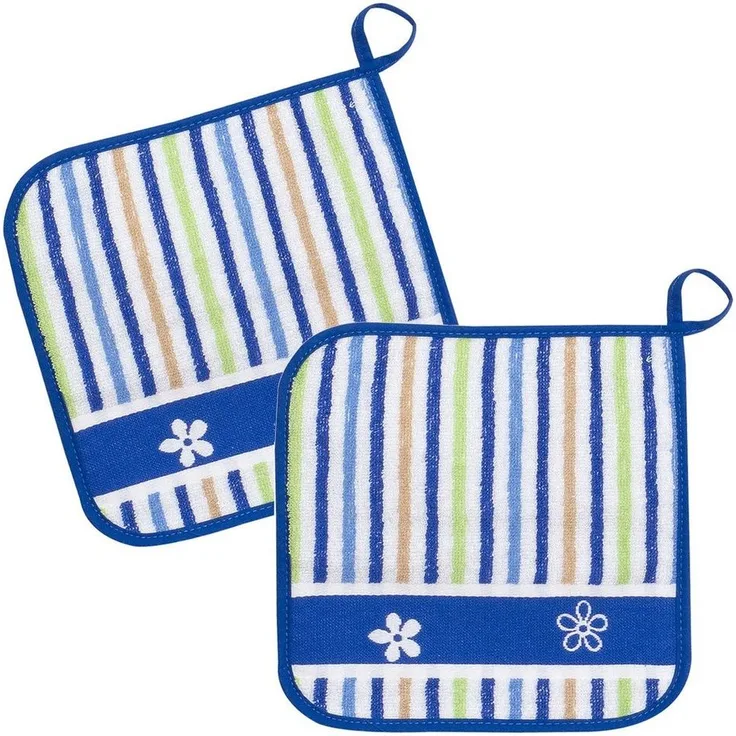 Kracht Topflappen Blümchen, (Set, 2-tlg, 2-teilig), 2er Set Topflappen, Baumwoll Frottier, ca. 22x22 cm