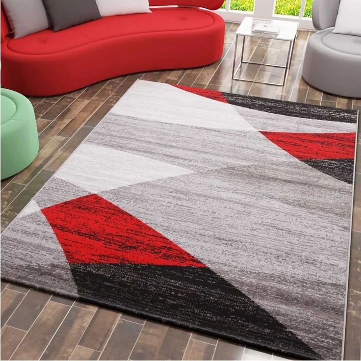 Vimoda Läufer Wohnzimmer Teppich Kurzflor, geometrisches Look, Rechteckig, Höhe: 5 mm, Läufer Moderner Meliert Muster für Küche und Schlafzimmer – Bild 1