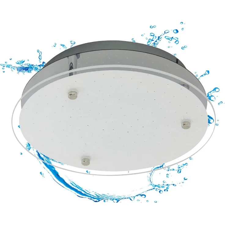 TRANGO LED Deckenleuchte, Dimmfunktion, 3101 Feuchtraum IP44 LED Deckenstrahler für Bad 3-Stufen dimmbar *EVA* inkl. 12 Watt 3000K warmweiß LED Modul - Design Kristalleffekt Glas Lampenschirm, Deckenlampe, Wandleuchte, Badlampe