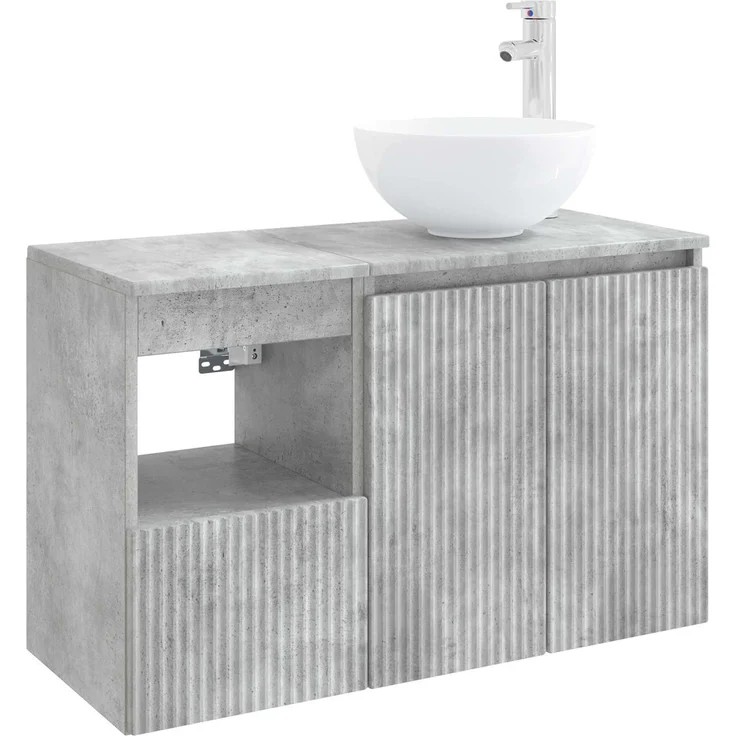 vidaXL Badezimmerschrank-Set 2 stk. Betongrau 79,5 x 35 x 80 cm 3404027 – Bild 2