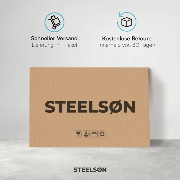 STEELSØN 'Nyria' Schwebeliege, beige, wetterfest, bis 120 kg belastbar, Hängeliege mit Sonnenschirm und Polster – Bild 10