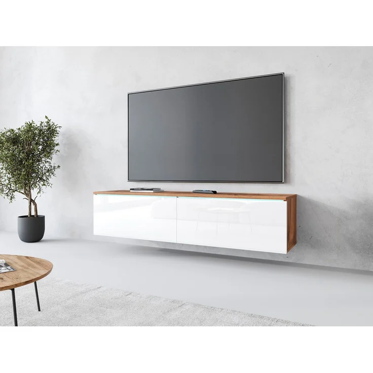 INOSIGN Lowboard LOWBOARD D, wahlweise mit oder ohne Beleuchtung, modernes TV-Board ohne Griffe, mit viel Stauraum,stehend und hängend – Bild 1