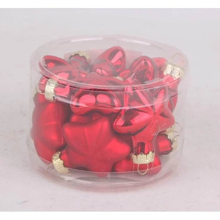 TrendLine Mini-Glas-Sterne weihnachtsrot 12 Stück Ø 4 cm Weihnachtsschmuck – Bild 4