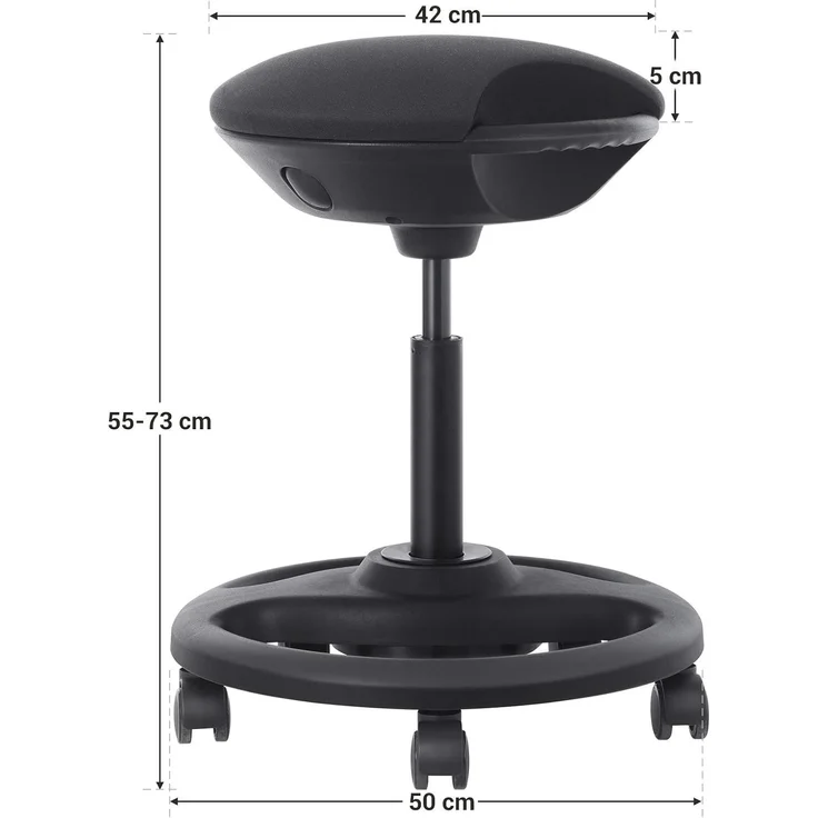 Songmics Bürohocker ergonomisch auf Rollen, höhenverstellbar, schwarz, 50x55-73 cm – Bild 10