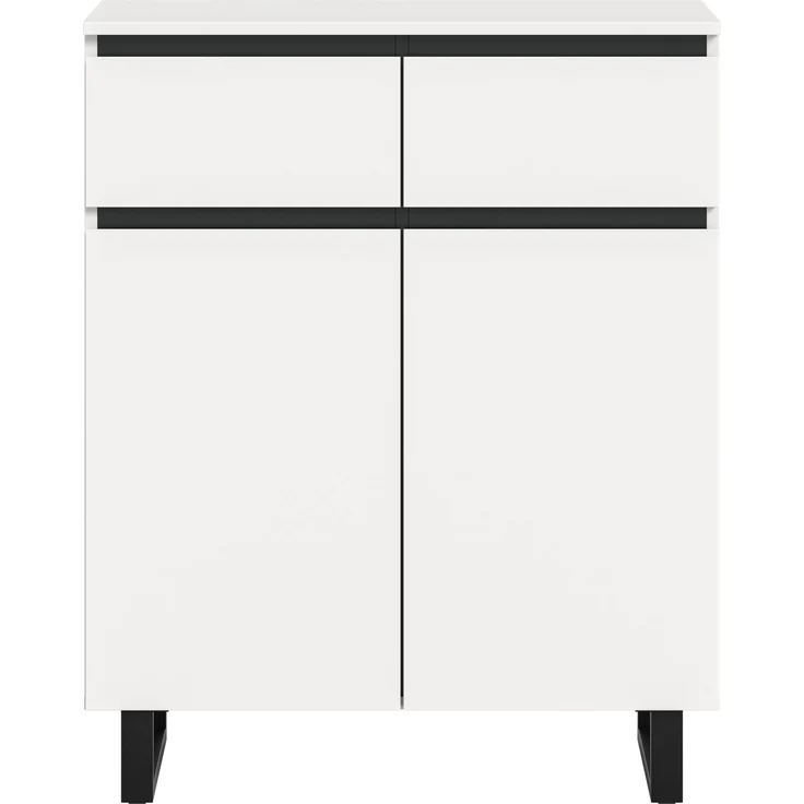 Kommode B/H/T: 80x99x36 cm in weiß Melamin und schwarz – Bild 2