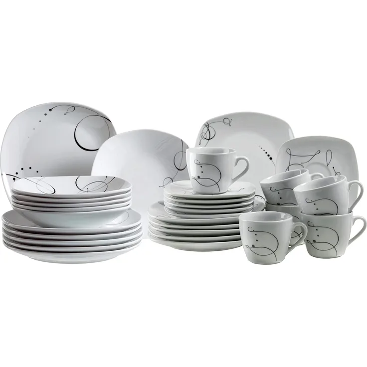 Mäser 921344 Chanson Kombiservice, für 6 Personen, weiß, 30-teilig (1 Set)