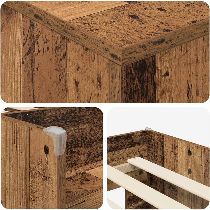 vidaXL Loft Bettgestell mit Schrank 3 stk. Altholz Holzwerkstoff 3423388 – Bild 6