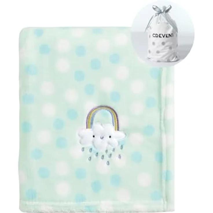 CREVENT Leichte, Flauschige, warme Plüsch-Babydecke für Säuglinge, Kleinkinder, Neugeborene, Unisex, Kinderbett, Kinderbett, Kinderwagen (75x100 cm, grüner Regenbogen, Unisex) – Bild 8
