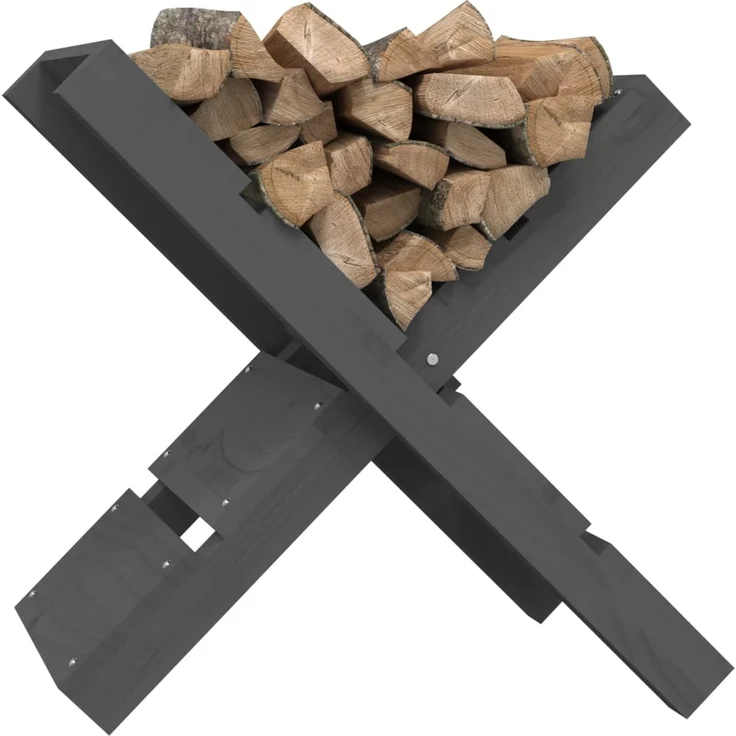 vidaXL Kaminholzhalter Grau 47x39,5x48 cm Massivholz Kiefer 822449 – Bild 3
