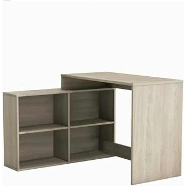 Dmora - Schreibtisch Arros, Mehrzweckschreibtisch, Bürotisch für PC, Eckschreibtisch, 112x101 h77 cm, Eiche und Weiß – Bild 7